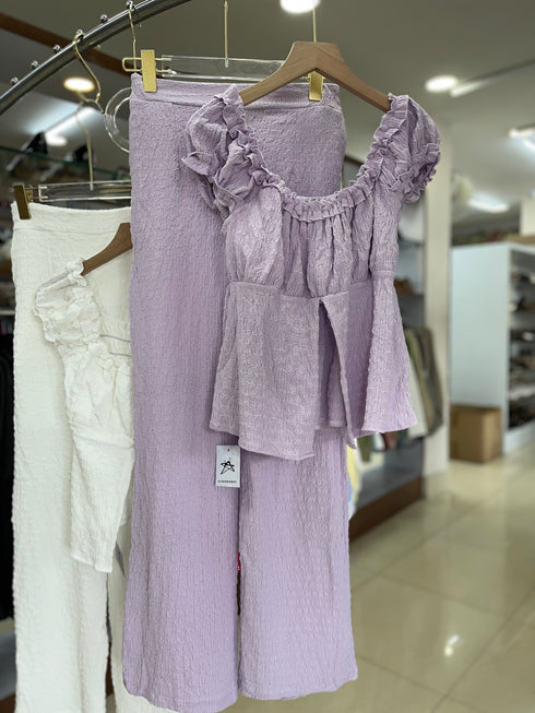 Trendy Runched Top with Bootcut Trousers